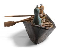 Greenlandic Inuit Model Umiak with Rowers