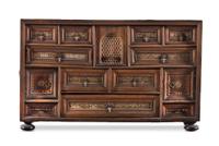 A Spanish Baroque Bone Inlaid Vargueno Height 20 x width 33 x depth 14 1/4 inches. — 17TH CENTURY
