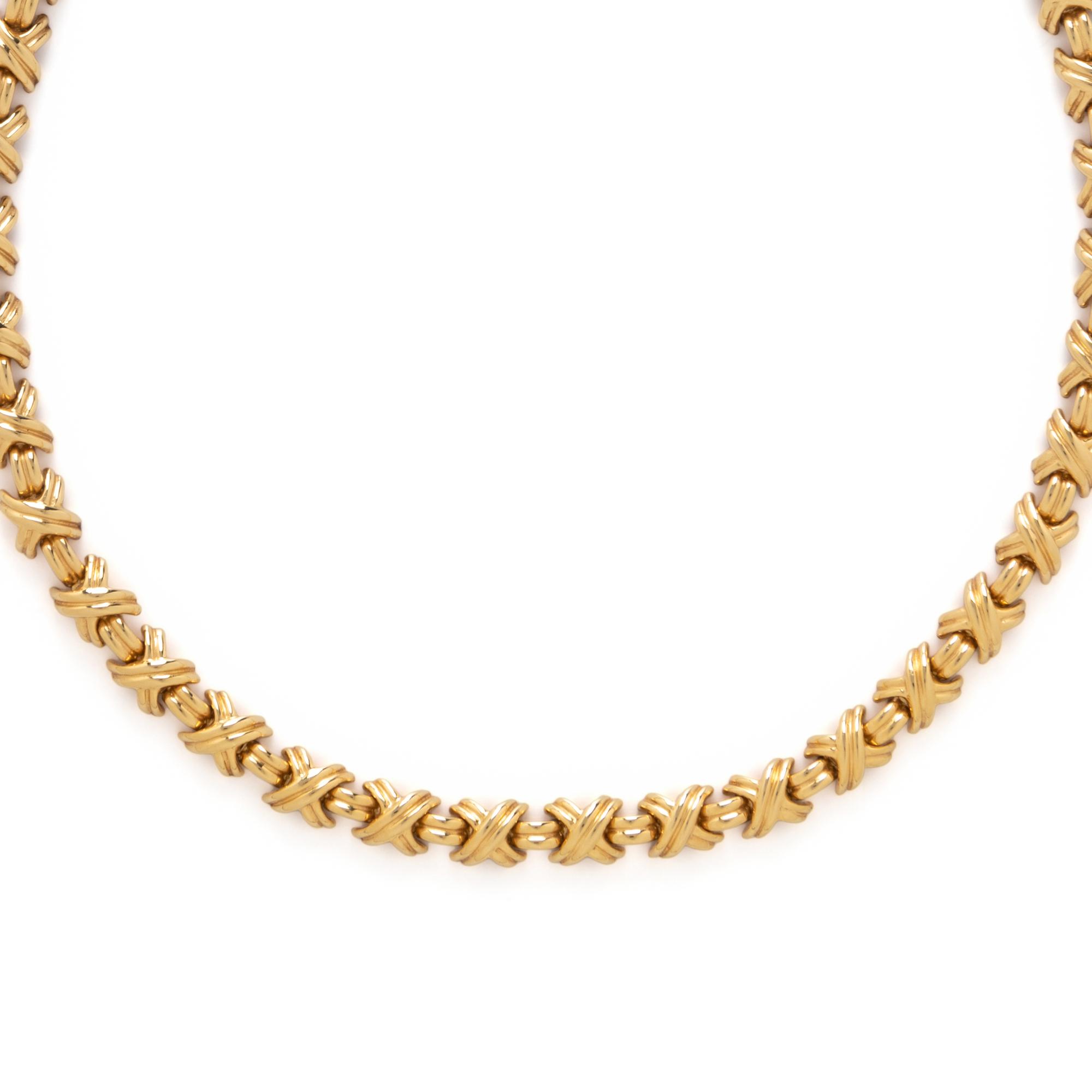 TIFFANY & CO., YELLOW GOLD 'SIGNATURE X' NECKLACE