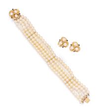 CULTURED PEARL AND SAPPHIRE SET