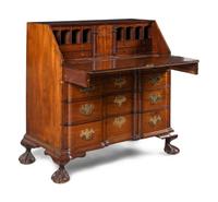 A Chippendale Style Mahogany Block-Front Claw and Ball Foot Slant-Front Desk
