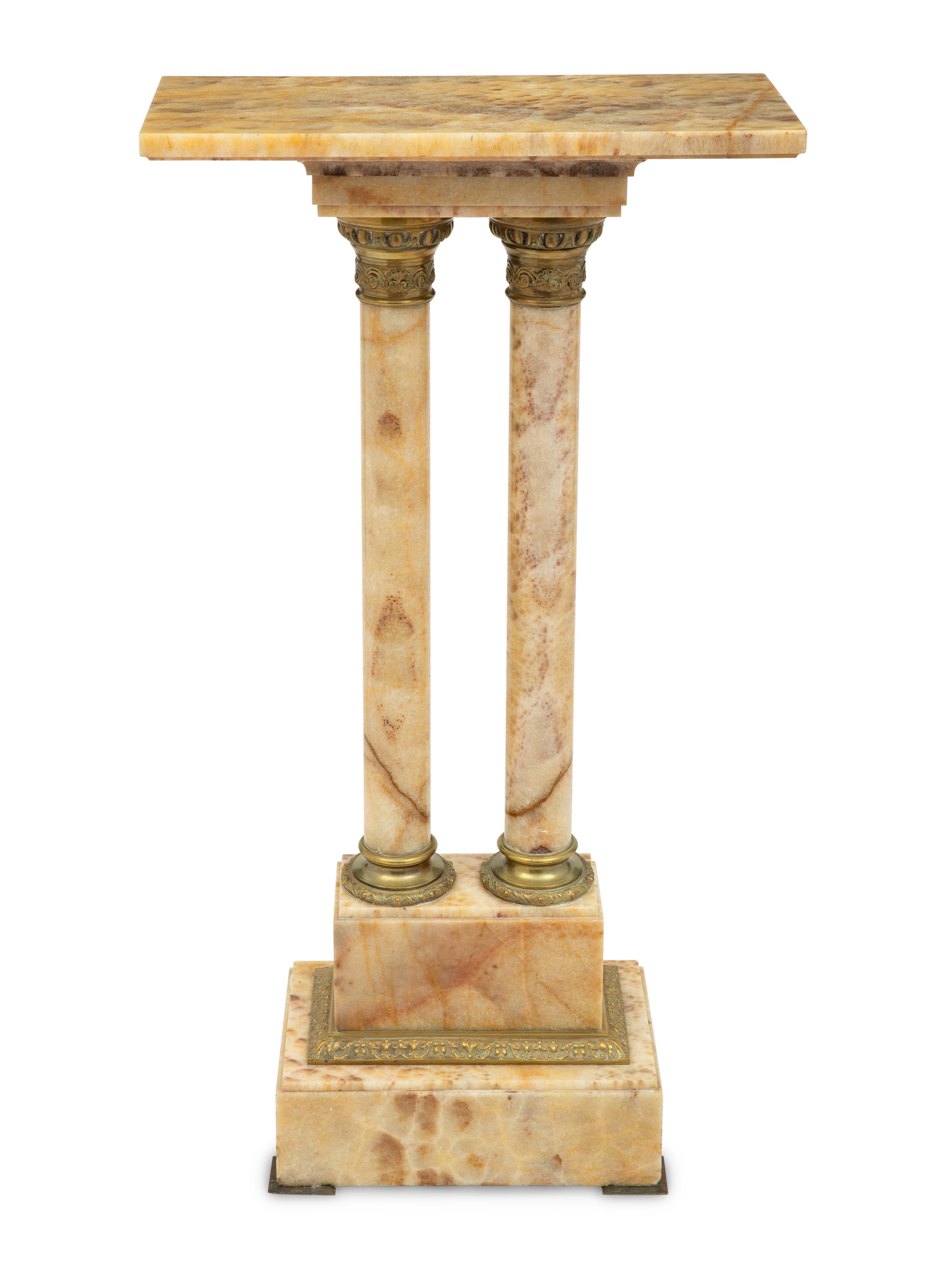 A Neoclassical Style Gilt-Bronze Mounted Onyx Pedestal