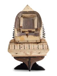 A French Prisoner of War Fruitwood and Bone Model Gunship