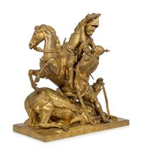 A Large French Gilt Bronze Figural Mantel Clock After Jean-François-Théodore Gechter (1796-1844)
