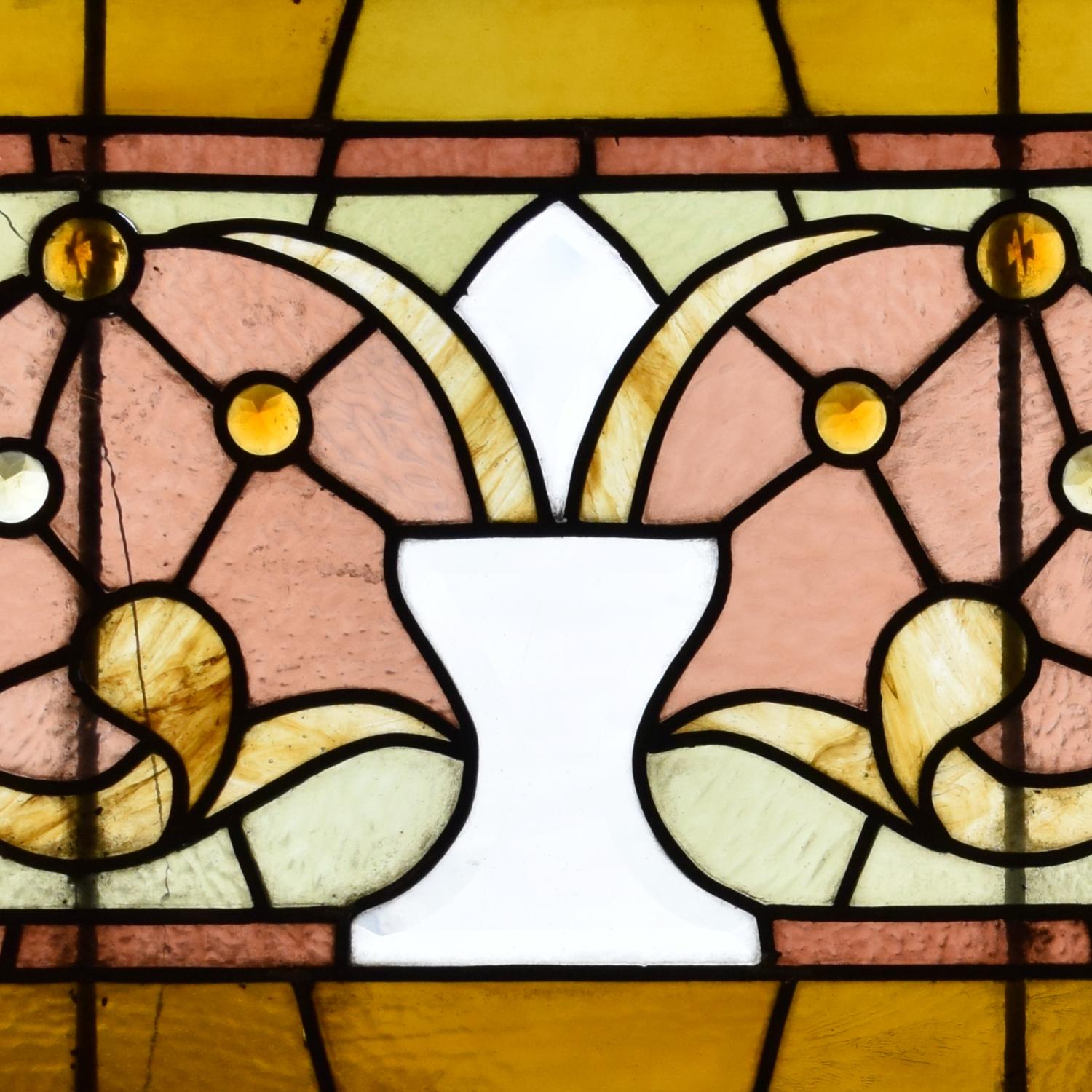 A Leaded Glass Window 43.5" w x 2" d x 20" H — United States, 19th Century