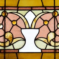 A Leaded Glass Window 43.5" w x 2" d x 20" H — United States, 19th Century