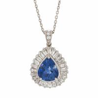 Sapphire, Diamond, and White Gold Pendant Necklace
