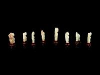 Eight Chinese Celadon Jade Figures of Boys