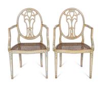 A Pair of George III Style Paint Decorated Armchairs