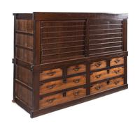 A Japanese Hinoki and Keyaki Wood Tansu Cabinet