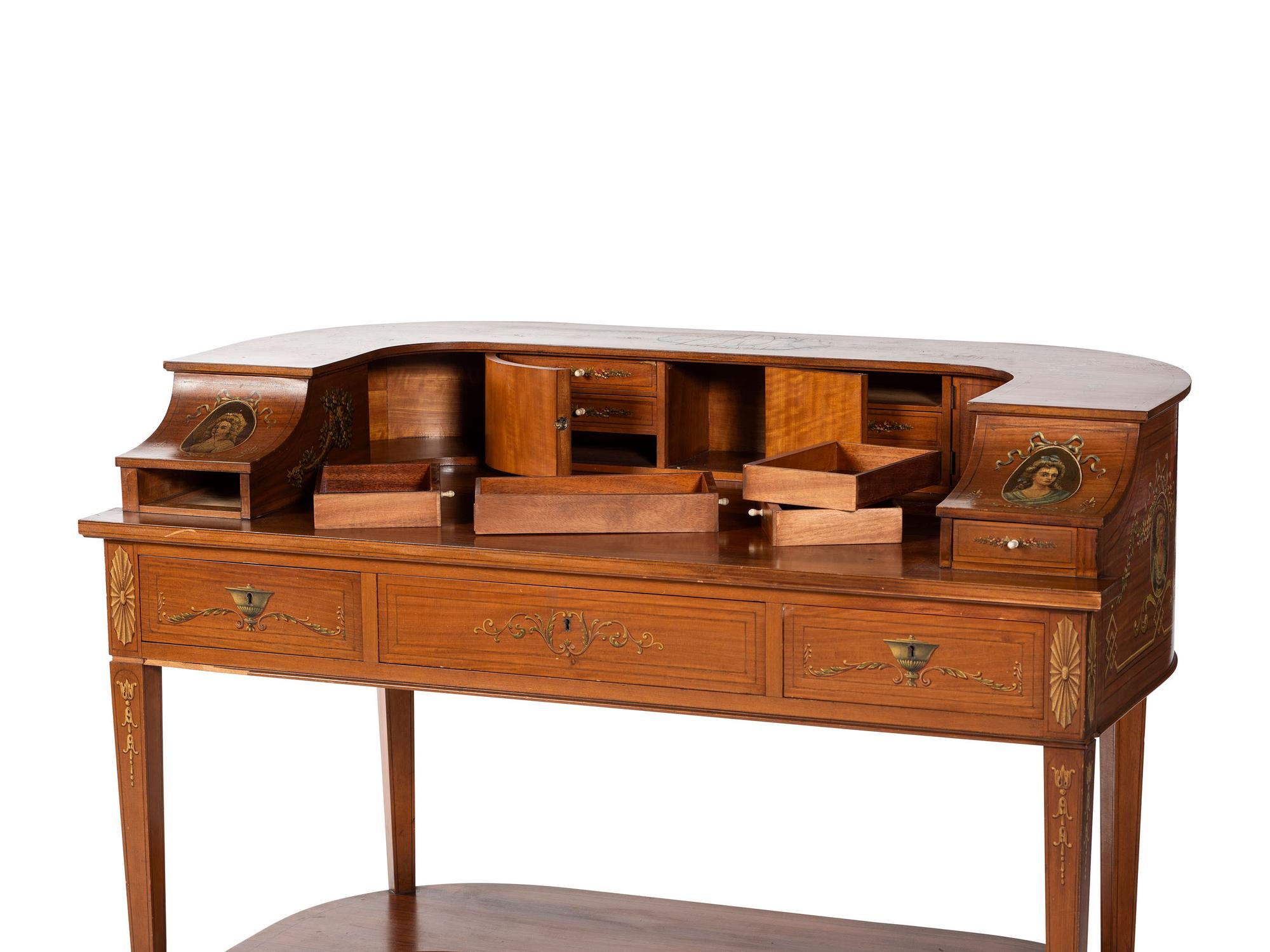 An Edwardian Style Painted Satinwood Carlton House Desk
