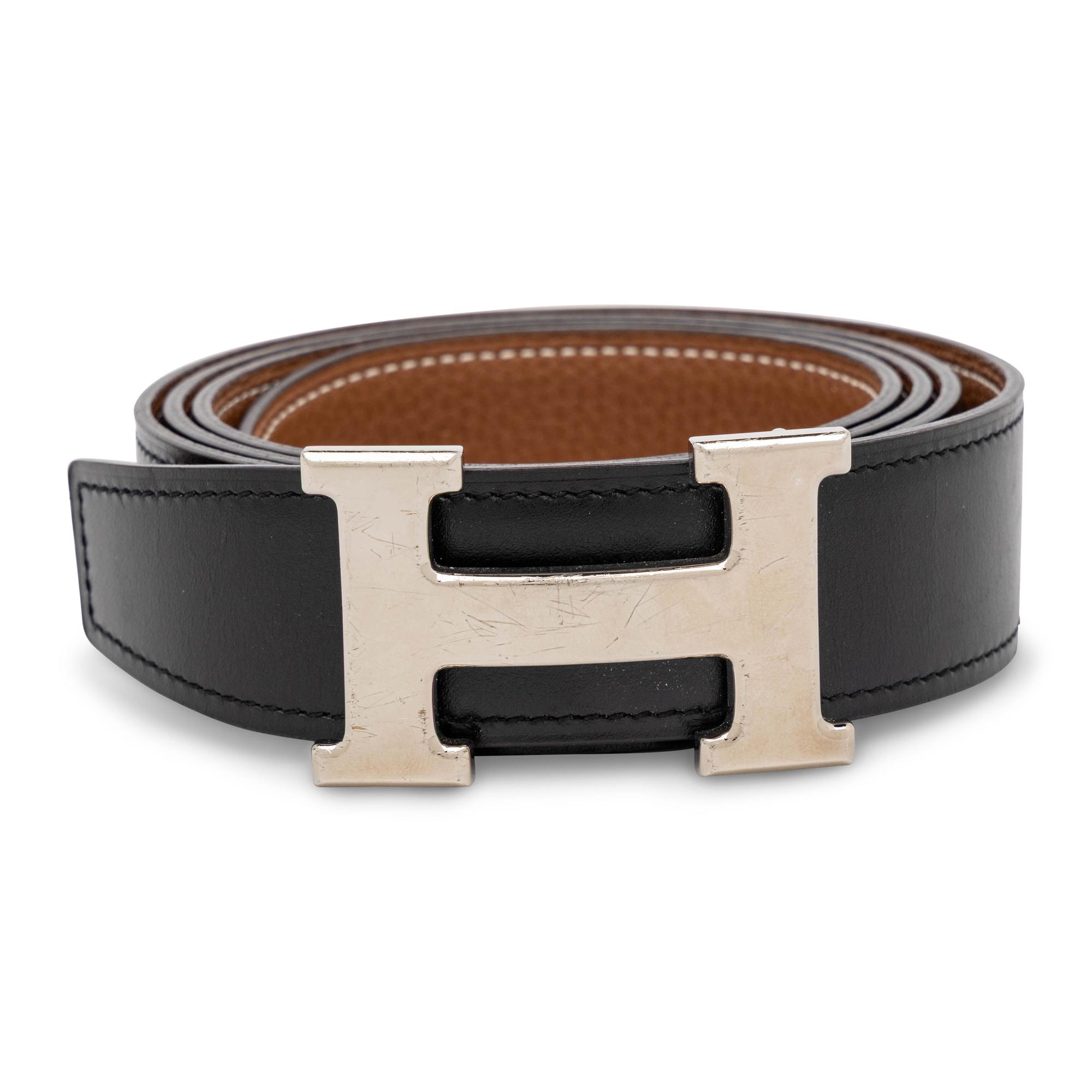Hermès, Constance Belt in Reversible Black/Brown Leather
