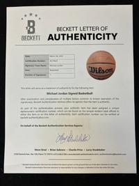 A Michael Jordan Signed Autograph Wilson Basketball (Beckett Authentication Services Letter, Upper Deck Authenticated Hologram).