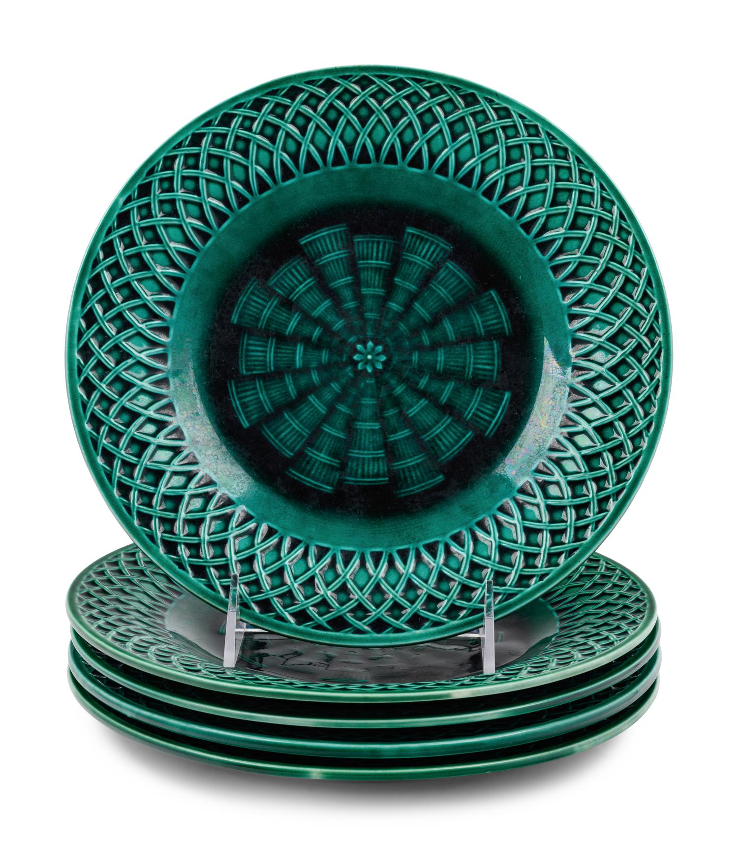 A Set of Five Minton Majolica Plates