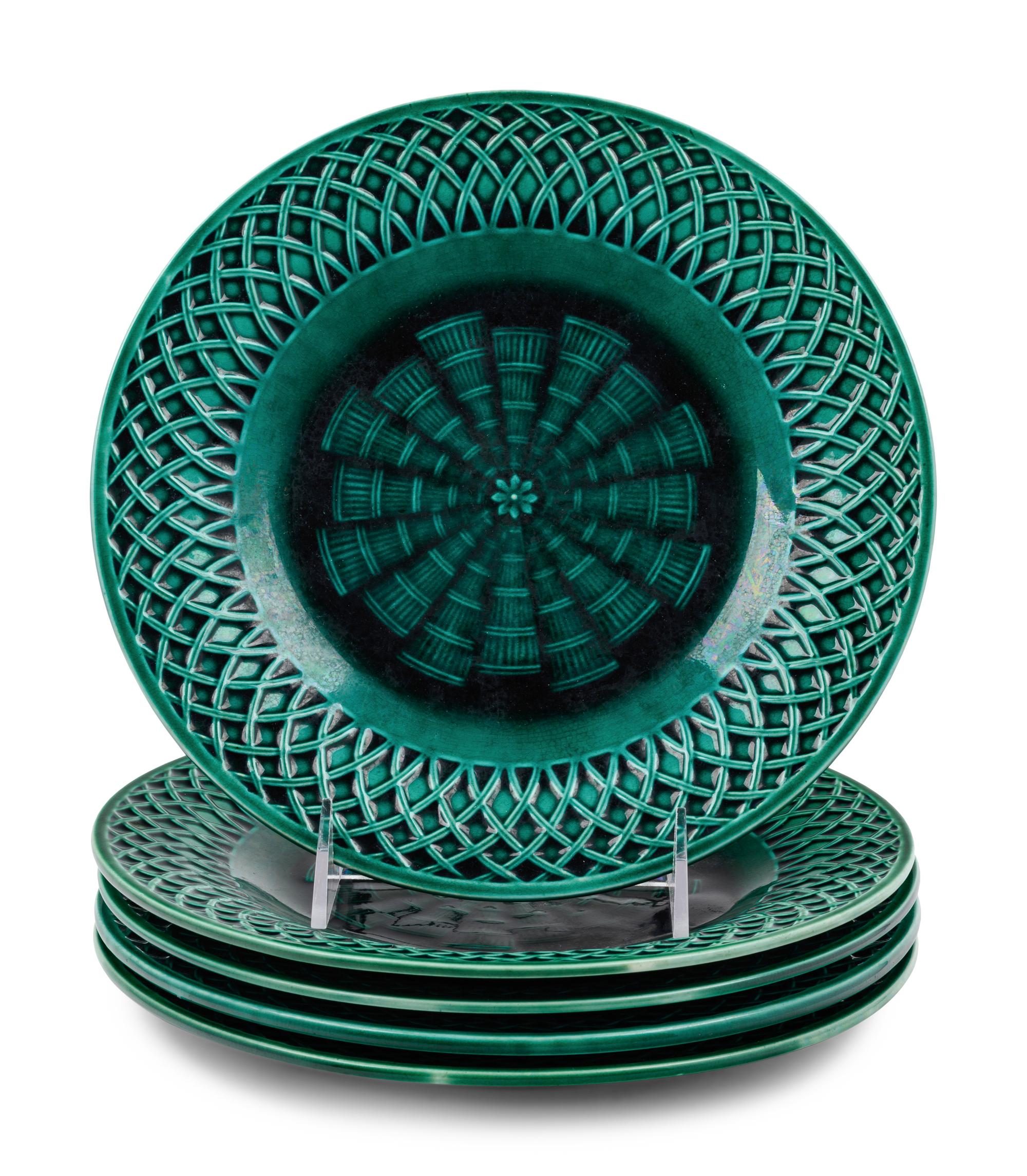 A Set of Five Minton Majolica Plates