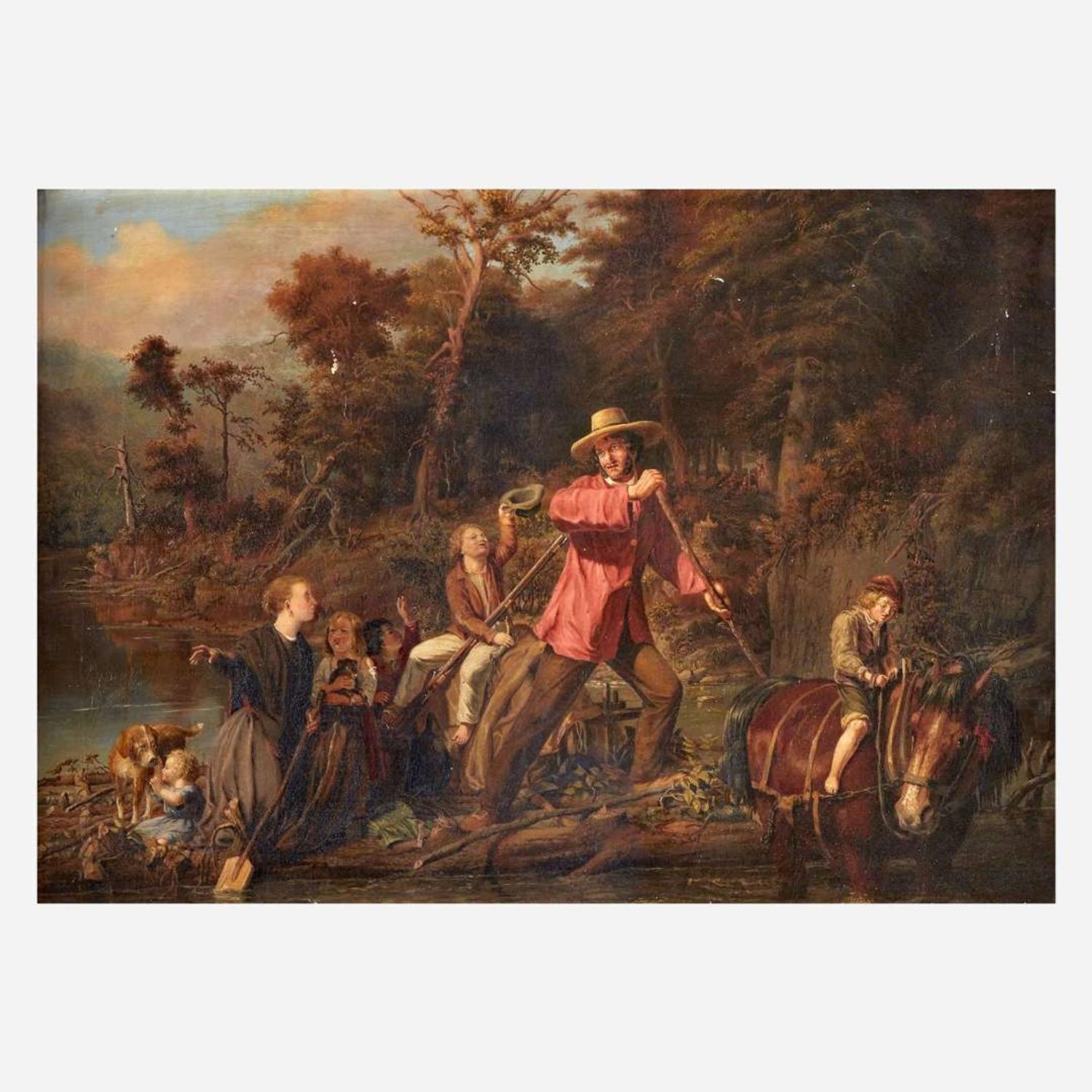 Carl Wilhelm Friedrich Bauerle (German, 1831–1912) The Sywatter Family Fording a River