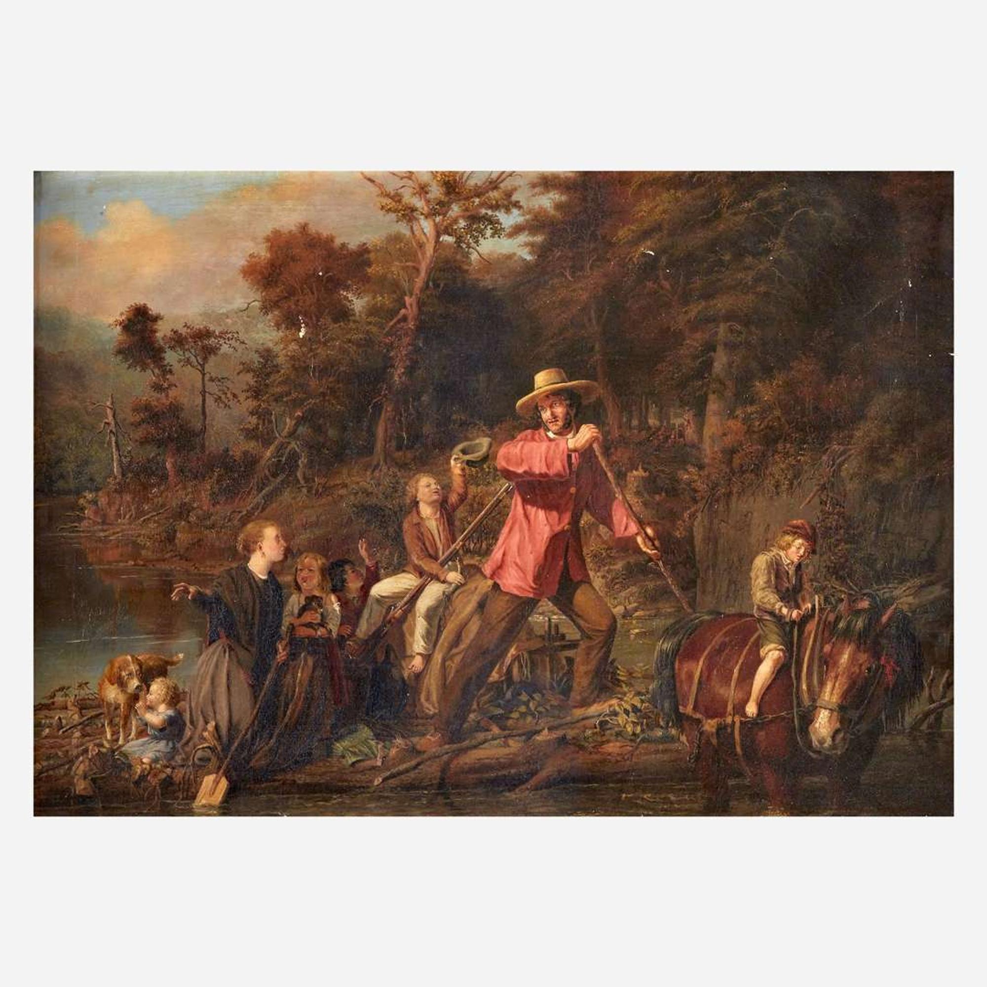 Carl Wilhelm Friedrich Bauerle (German, 1831–1912) The Sywatter Family Fording a River