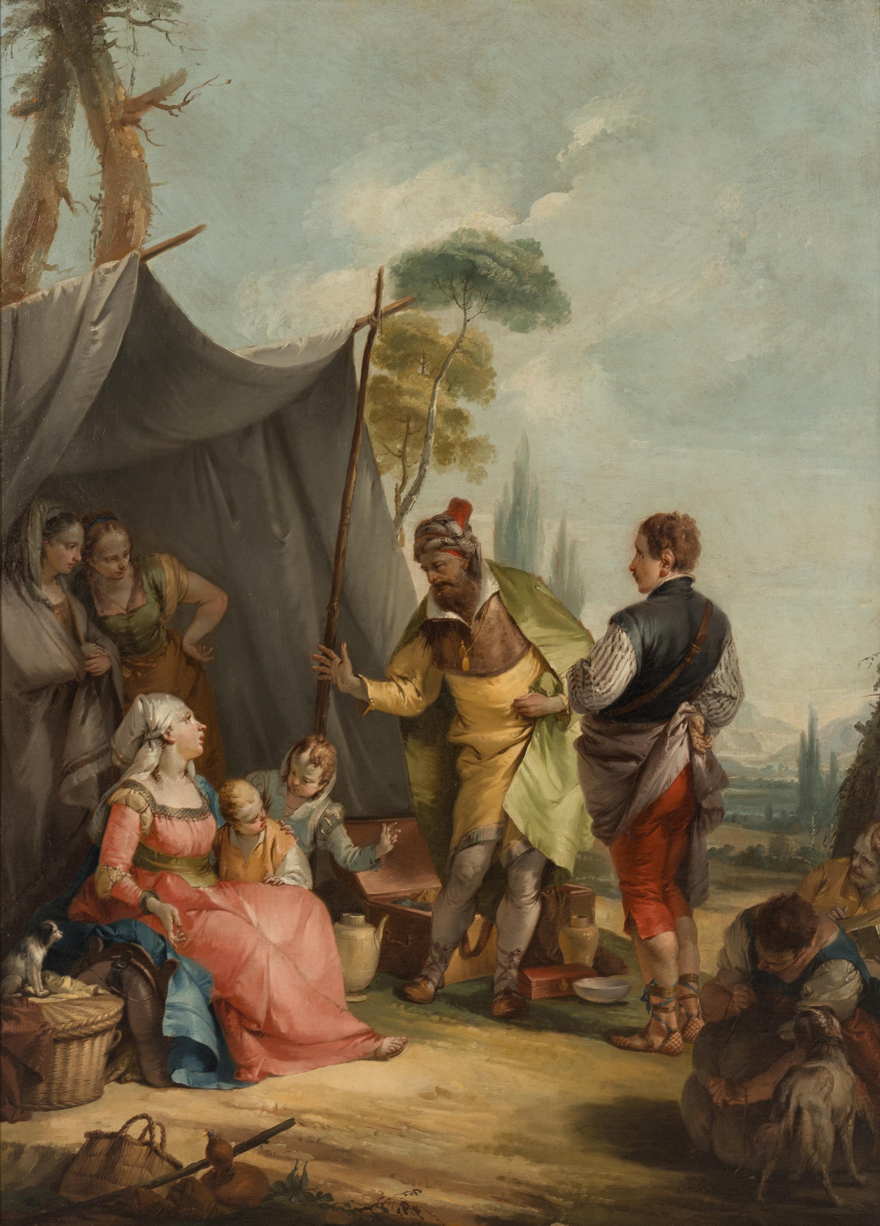 Laban Looking for the Idols Hidden by Rachel; The Finding of Moses , c. 1740 (a pair)