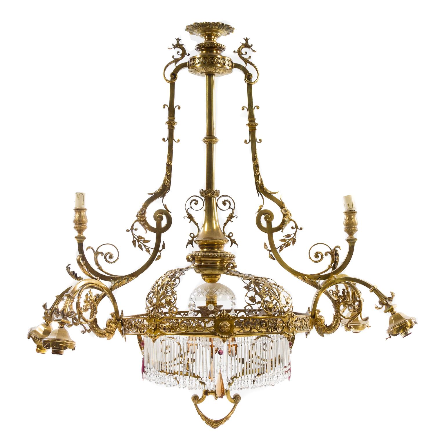 A French Gilt Bronze Nine-Light Chandelier Height 48 inches. — LATE 19TH CENTURY