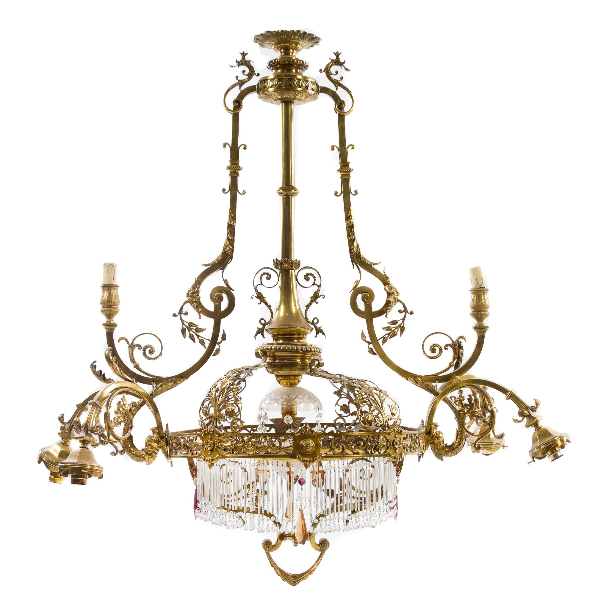 A French Gilt Bronze Nine-Light Chandelier Height 48 inches. — LATE 19TH CENTURY