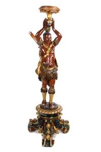 A Venetian Style Polychrome Decorated Figural Pedestal Height 65 1/2 inches. — 20TH CENTURY