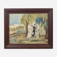 American School 19th century, A Mourning Picture, probably New London, CT, dated "1826"