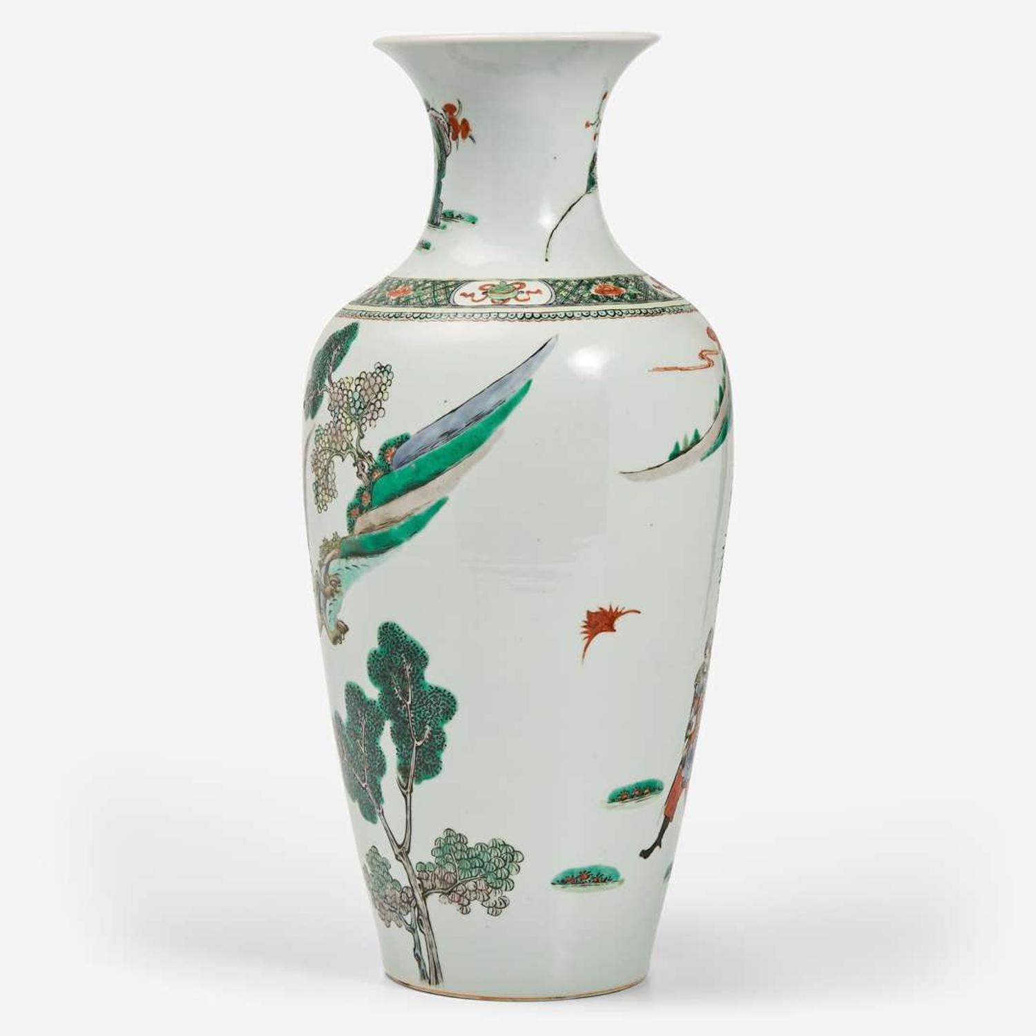A Chinese famille-verte baluster vase 五彩人物故事圖瓶 Apocryphal Kangxi Mark ???