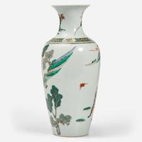 A Chinese famille-verte baluster vase 五彩人物故事圖瓶 Apocryphal Kangxi Mark ???