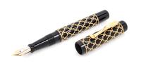 A Visconti Alhambra Limited Edition Black Lucite and 18-Karat Gold Limited Edition Fountain Pen