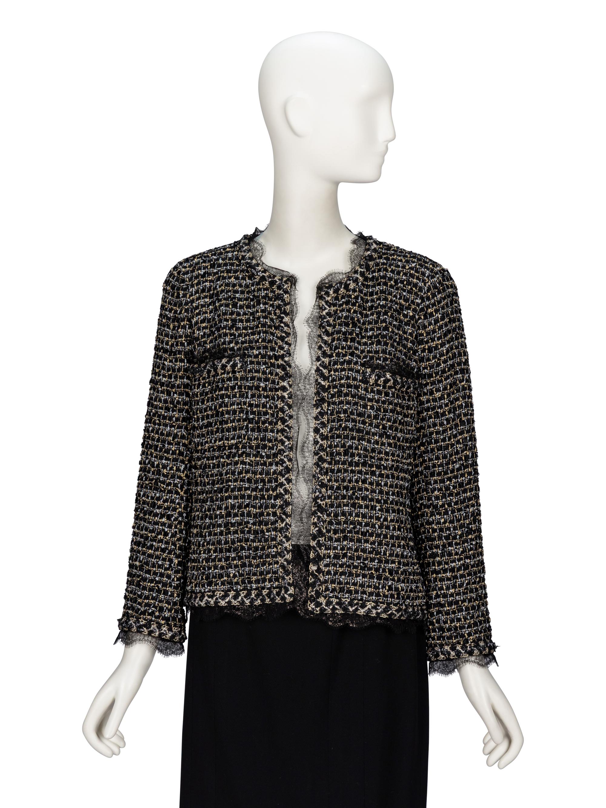 Chanel, Lace-Trimmed Tweed Cardigan Jacket