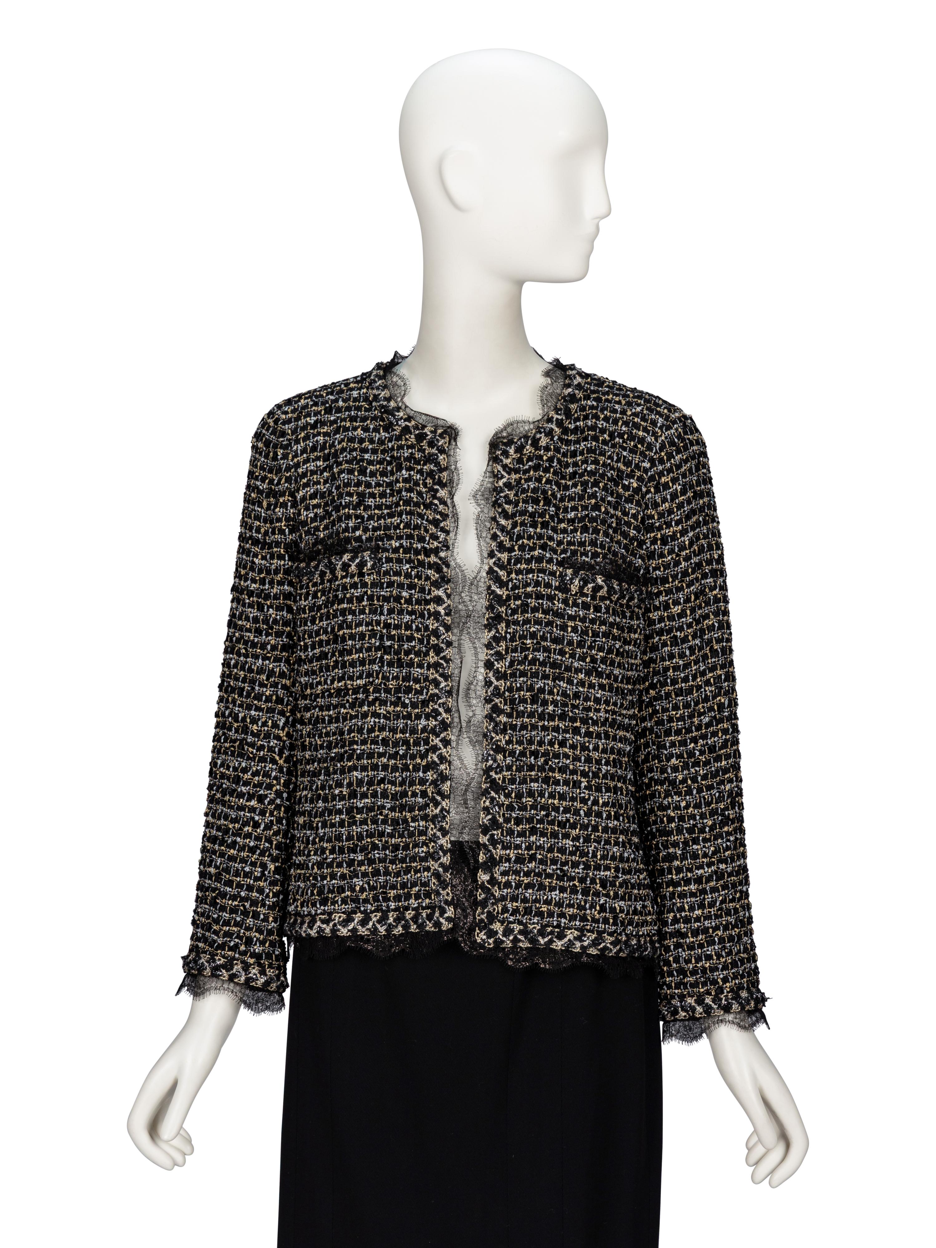 Chanel, Lace-Trimmed Tweed Cardigan Jacket