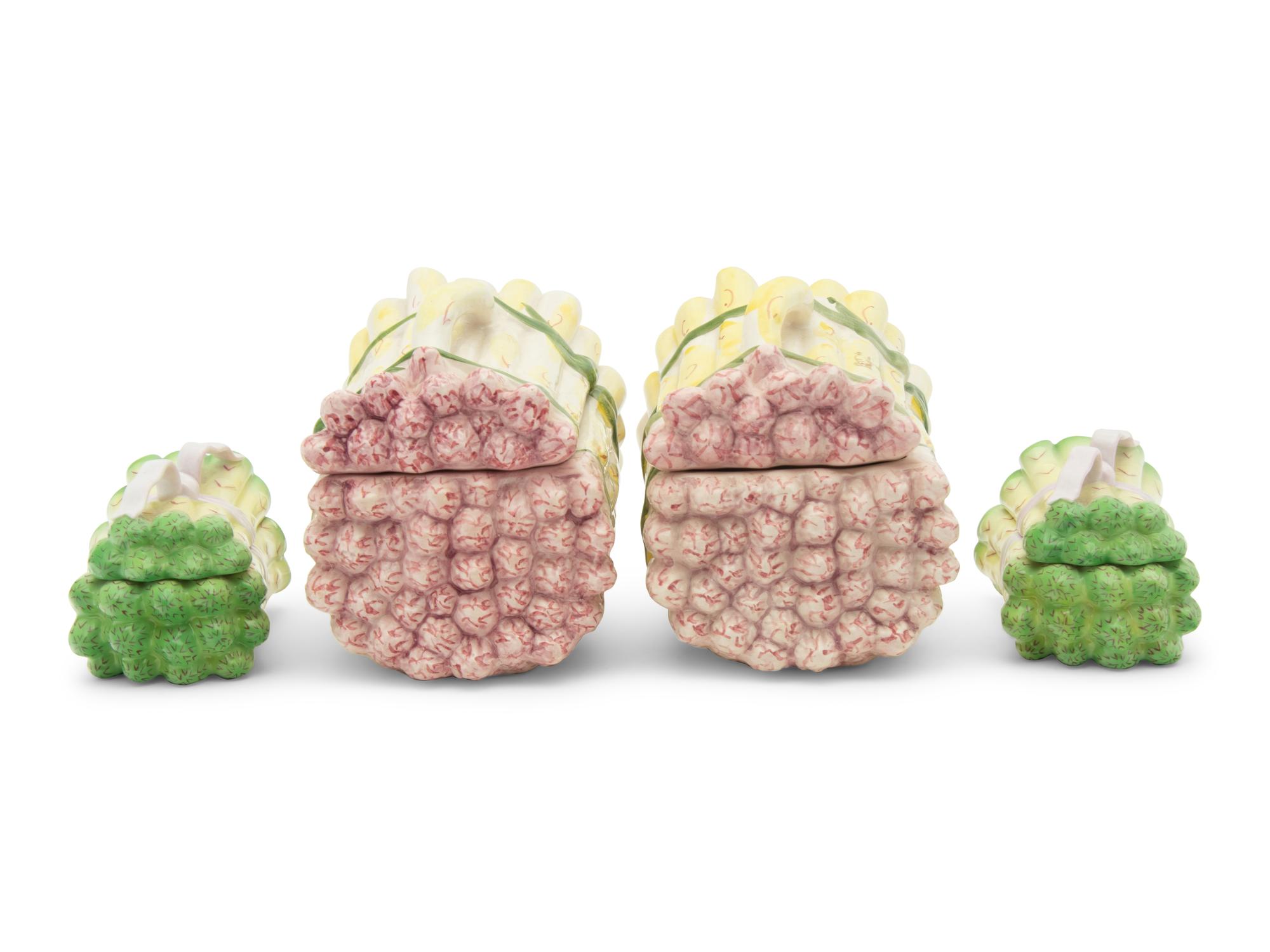 Four Ceramic Covered Vegetable Servers