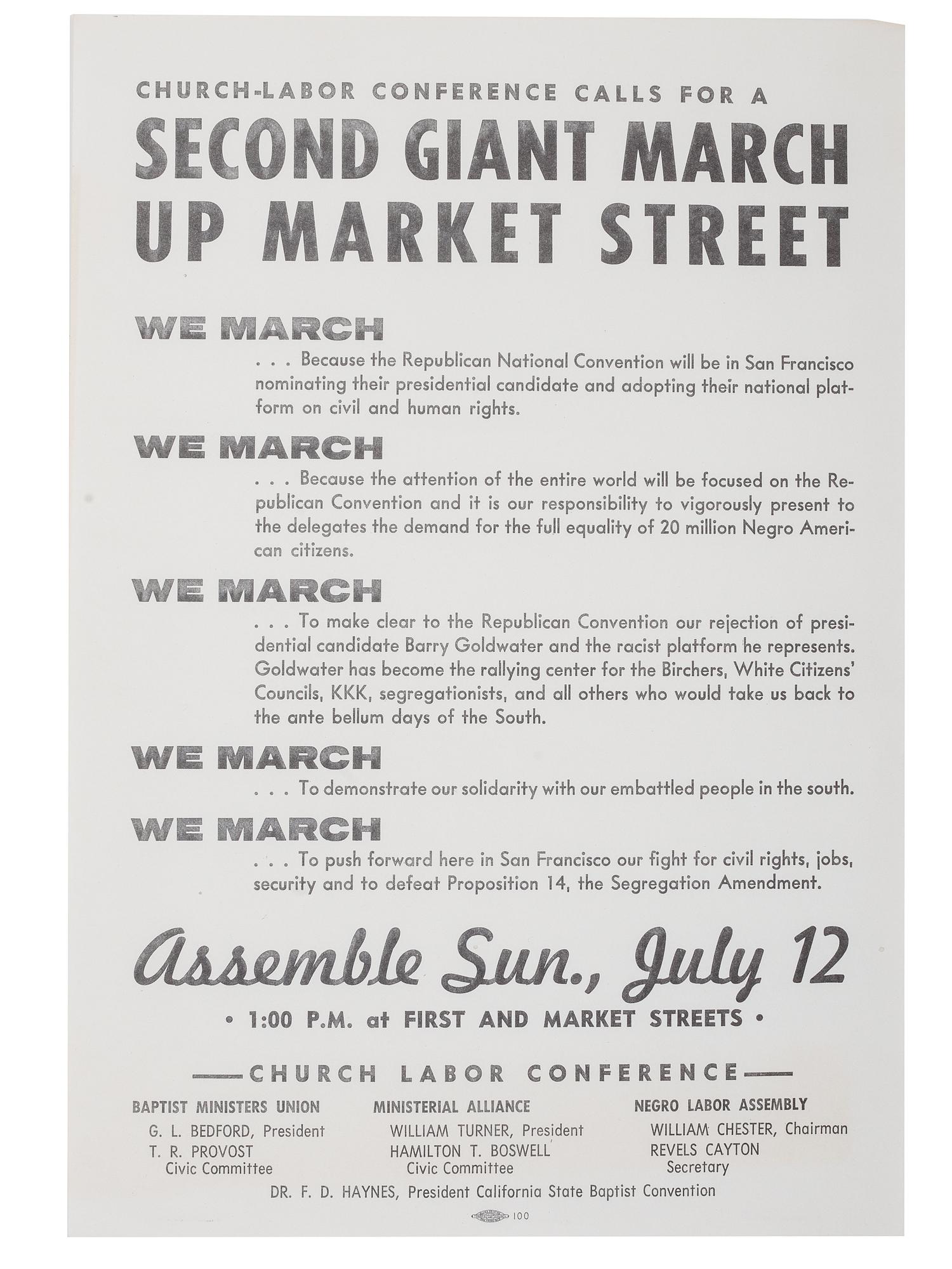 [CIVIL RIGHTS]. Second Giant March Up Market Street . [San Francisco, CA], [1964].