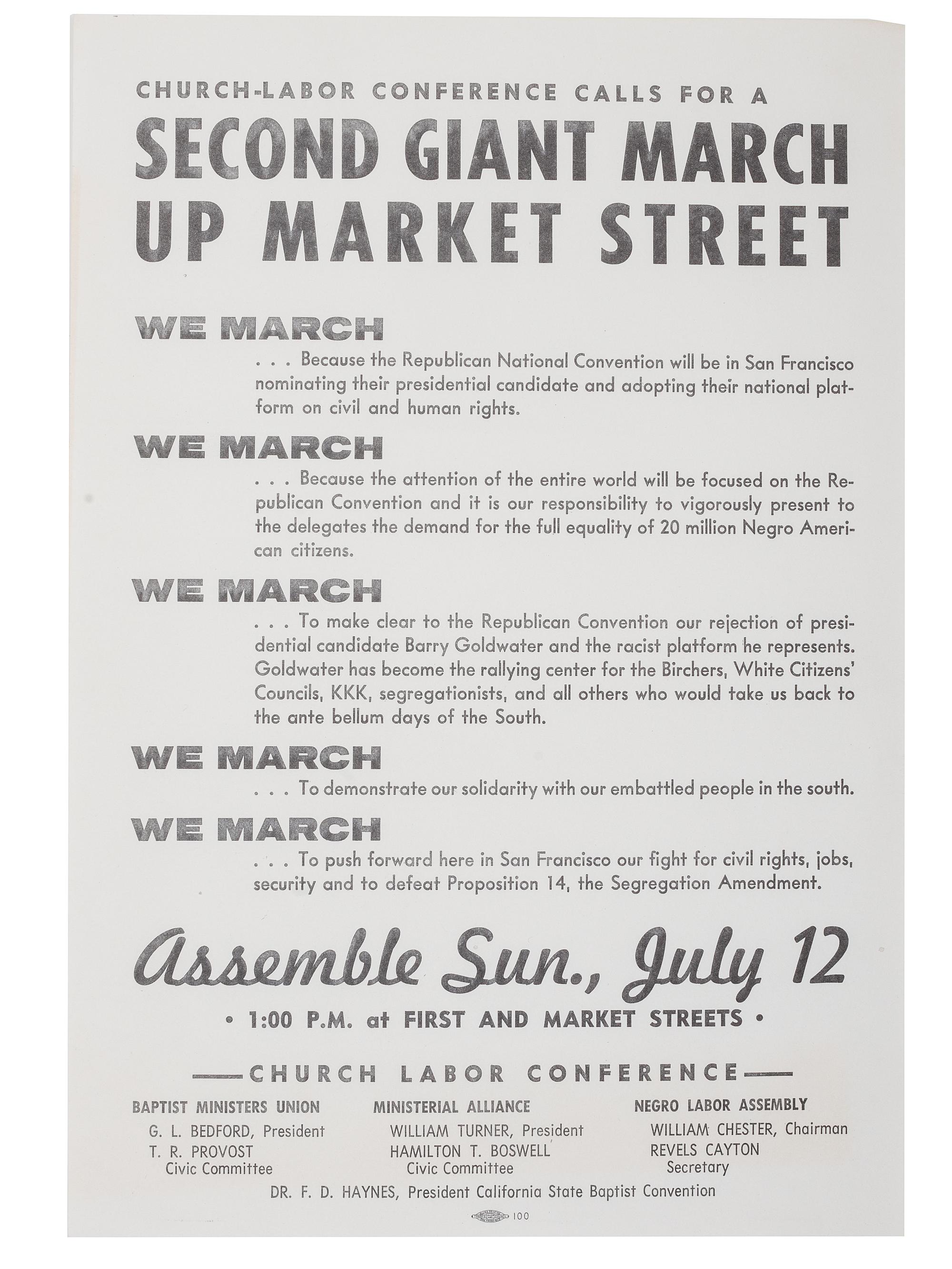 [CIVIL RIGHTS]. Second Giant March Up Market Street . [San Francisco, CA], [1964].