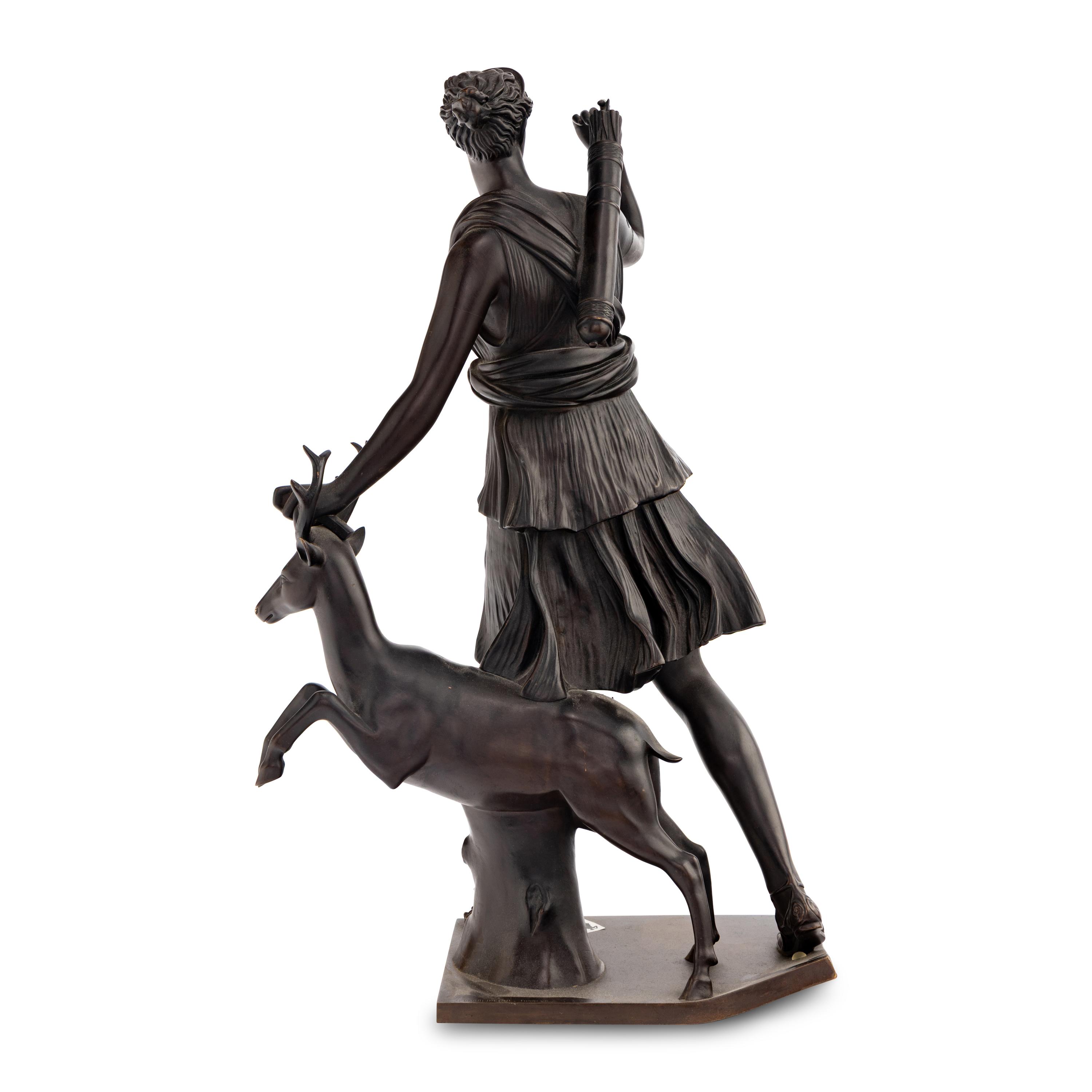 A French Patinated Bronze Figure of Diana of Versailles