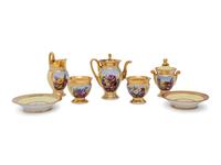 A Paris Porcelain Pale Yellow-Ground Seven-Piece Tea Service