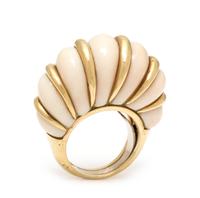 An 18 Karat Yellow Gold and Coral Bombe Ring, Italian, 17.40 dwts.