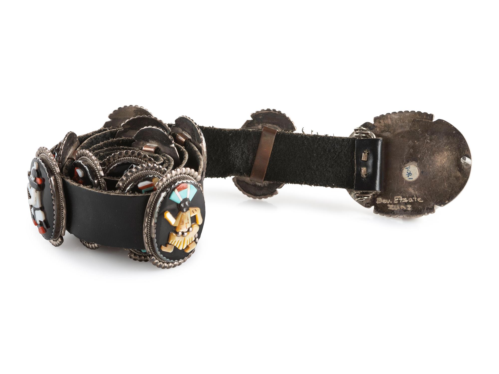 Figural Mosaic Inlay Concha Belt