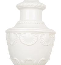 A Pair of Italian White-Glazed Shell-Molded Vases Mounted as Lamps — 20TH CENTURY