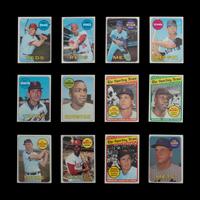 A Group of 12 1969 Topps Baseball Cards Featuring Multiple Hall of Famers and Notables (Including Nolan Ryan and Tom Seaver),