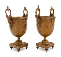 A Pair of Neoclassical Gilt Bronze Urn-Form Vases
