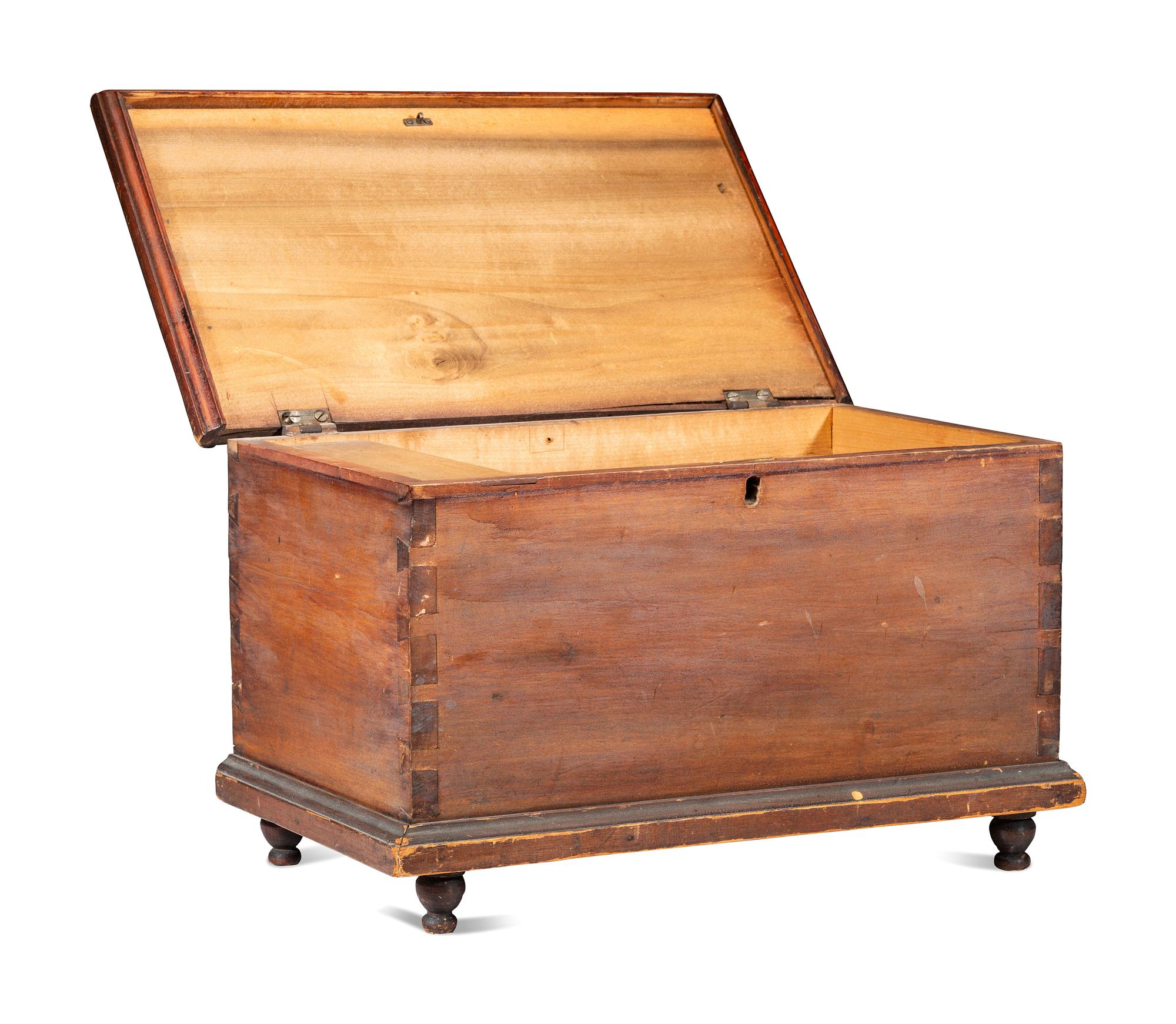 A Diminutive Country Stained Poplar Blanket Chest