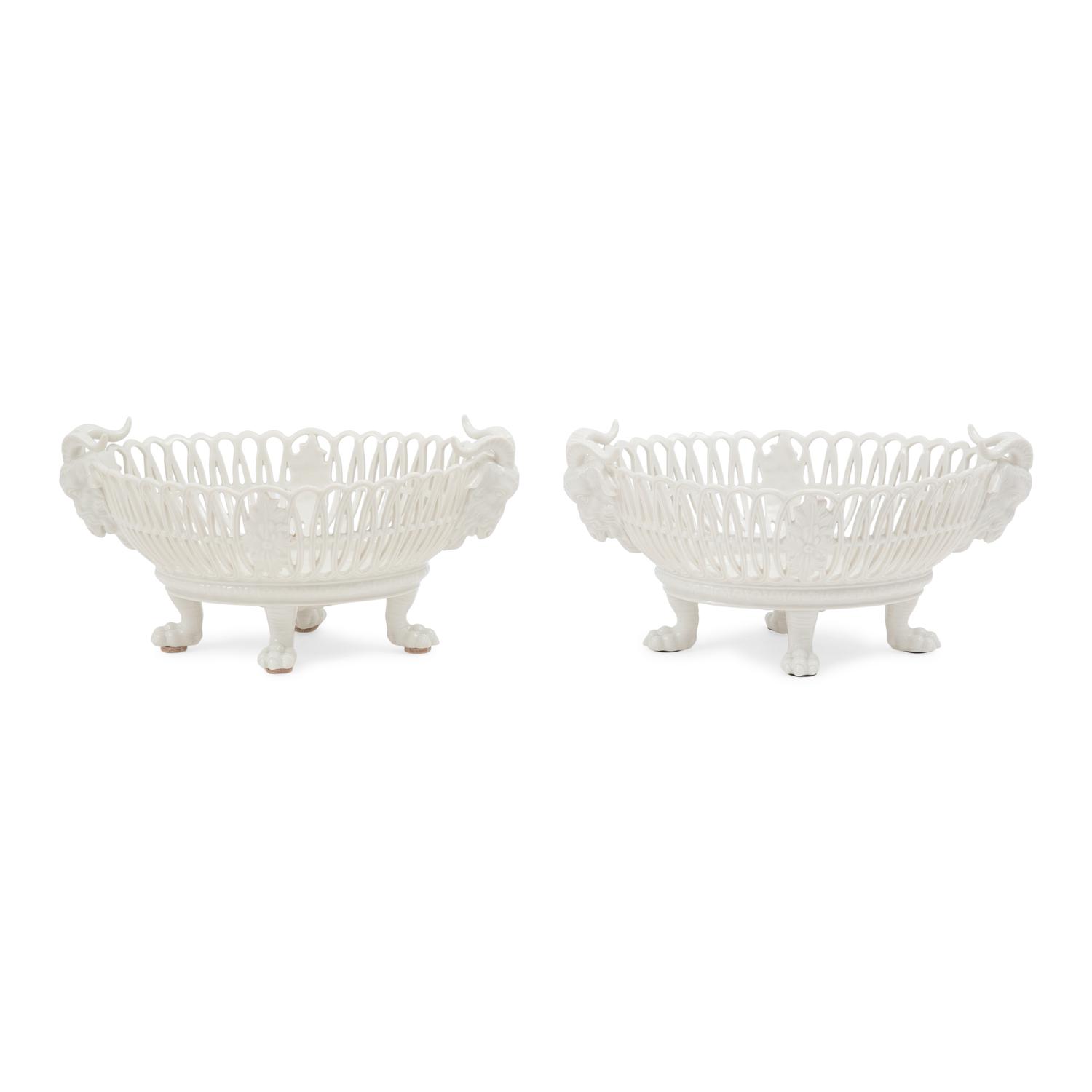 A Pair of Nymphenburg Blanc-de-Chine Porcelain Baskets
