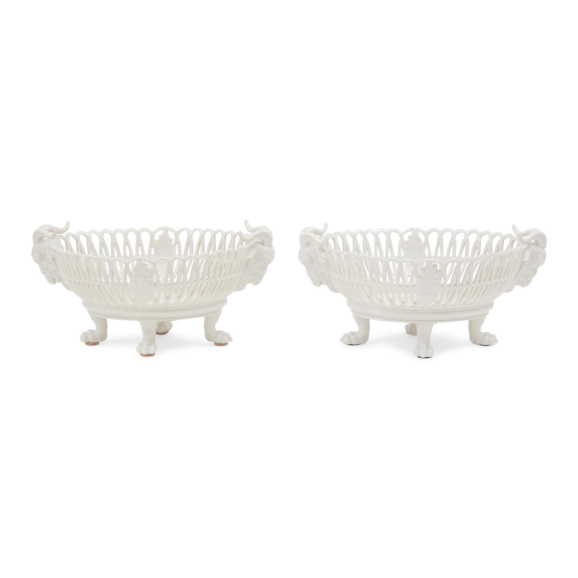A Pair of Nymphenburg Blanc-de-Chine Porcelain Baskets