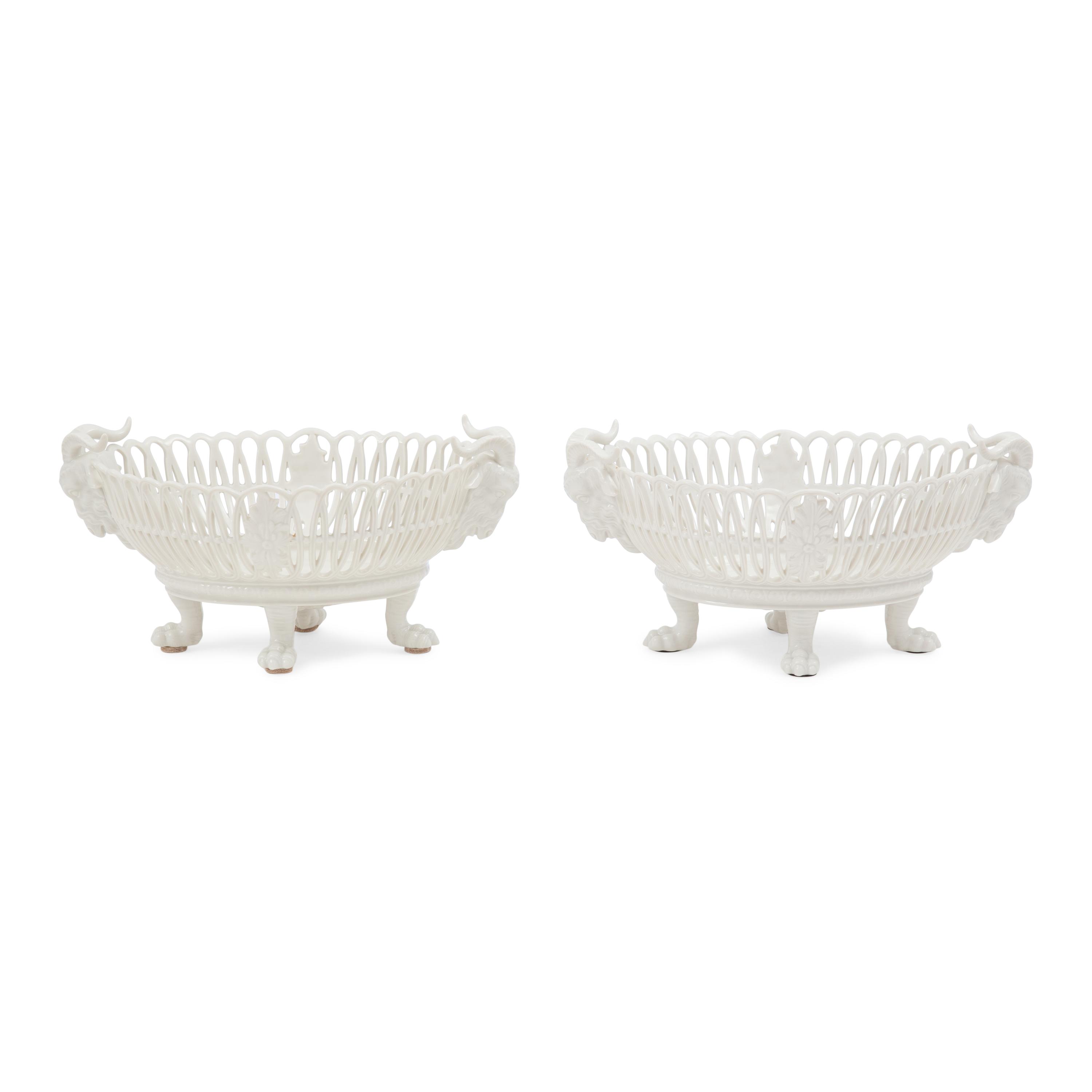 A Pair of Nymphenburg Blanc-de-Chine Porcelain Baskets