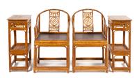 A Set of Four Chinese Spotted Bamboo Furnitures Height 37 x width 20 x depth 17 inches. — 19TH CENTURY