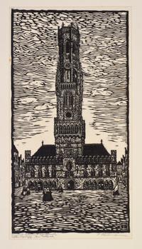 THIEMANN, CARL. Brugge. 10 original-holzschnitte. S.l., n.d. Portfolio, 10 woodcut prints, signed by the artist.