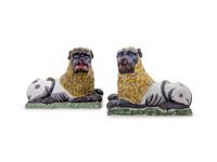 An Associated Pair of Luneville Faïence Lions