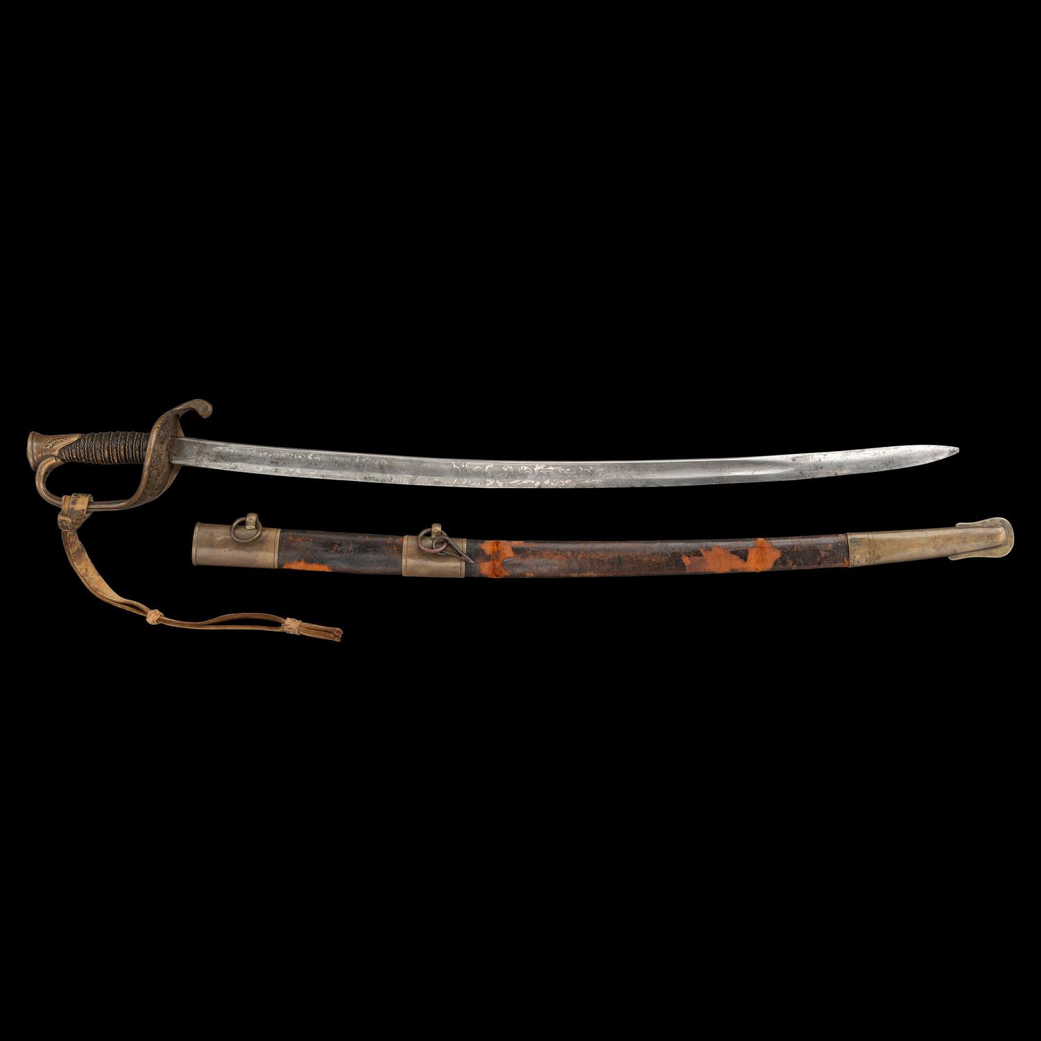 Archive of a Confederate Mobile-Made Etched Blade Staff & Field Officers Sword, Leech & Rigdon Two-Piece Belt Plate and Belt, Colt Navy and Holster likely of Capt. (Lt. Col.) R.H Shotwell