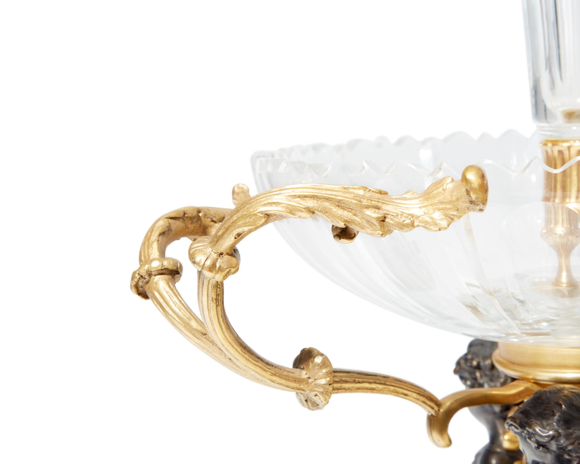 A French Gilt and Patinated Bronze Mounted Cut Glass Epergne